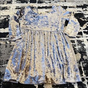 Rhapsody Silver Crushed Velvet Long Sleeve Dress